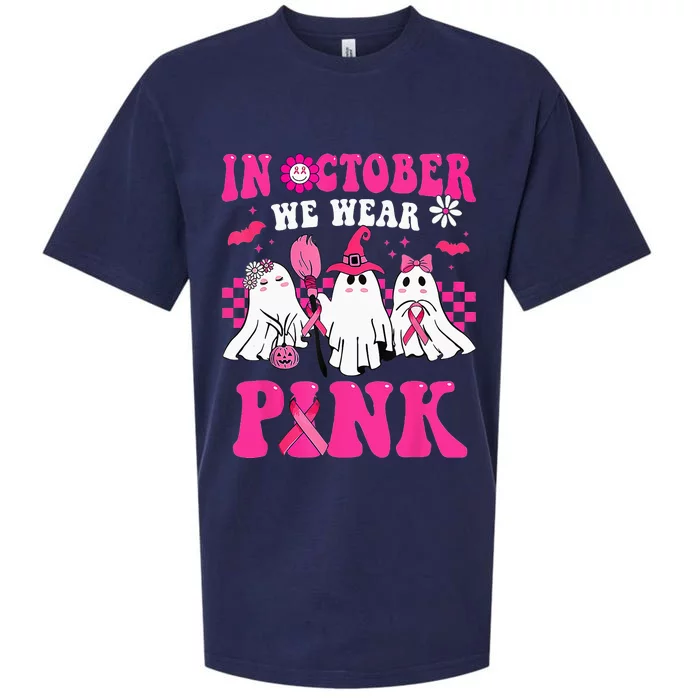 Groovy In October Wear Pink Breast Cancer Warrior Ghost Sueded Cloud Jersey T-Shirt