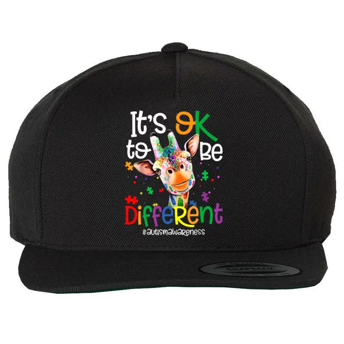 Giraffe Its Okay To Be Different Autism Awareness Wool Snapback Cap