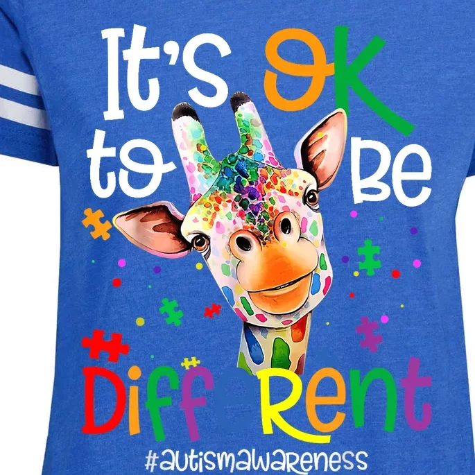 Giraffe Its Okay To Be Different Autism Awareness Enza Ladies Jersey Football T-Shirt