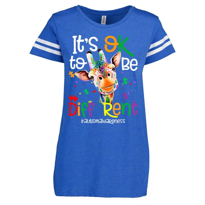 Giraffe Its Okay To Be Different Autism Awareness Enza Ladies Jersey Football T-Shirt