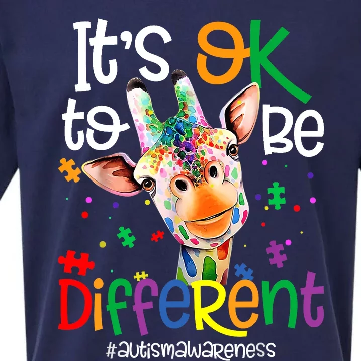 Giraffe Its Okay To Be Different Autism Awareness Sueded Cloud Jersey T-Shirt