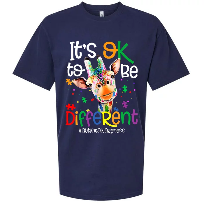 Giraffe Its Okay To Be Different Autism Awareness Sueded Cloud Jersey T-Shirt