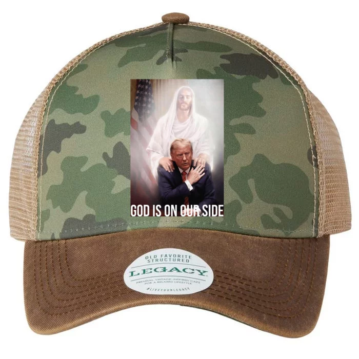 God Is On Our Side President Trump Photo After The Shooting Legacy Tie Dye Trucker Hat