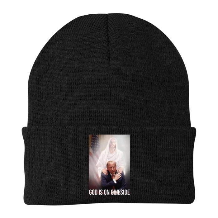 God Is On Our Side President Trump Photo After The Shooting Knit Cap Winter Beanie