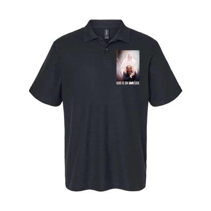 God Is On Our Side President Trump Photo After The Shooting Softstyle Adult Sport Polo