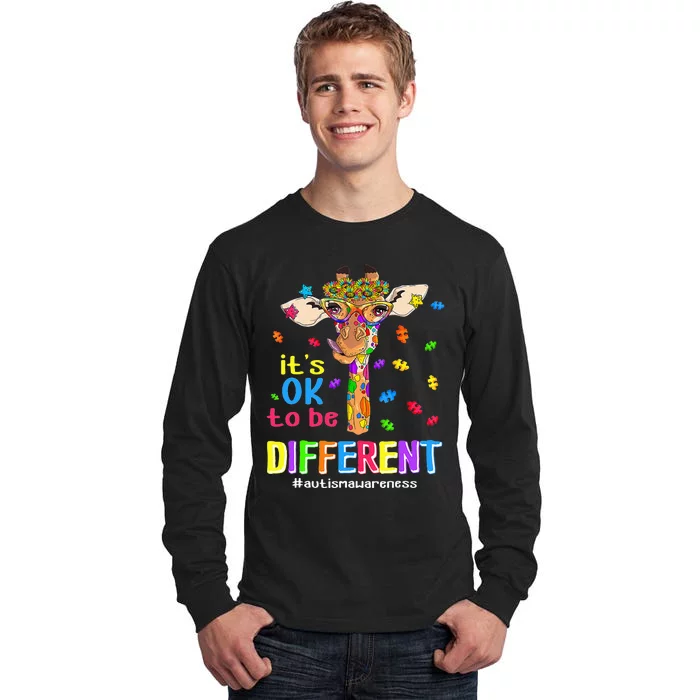 Giraffe It's Ok To Be Different ASD Awareness Tall Long Sleeve T-Shirt