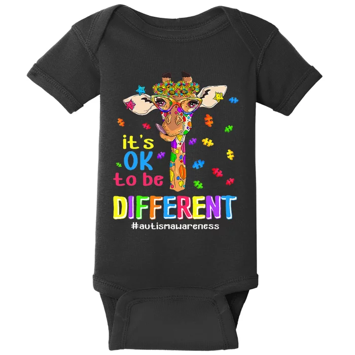 Giraffe It's Ok To Be Different ASD Awareness Baby Bodysuit