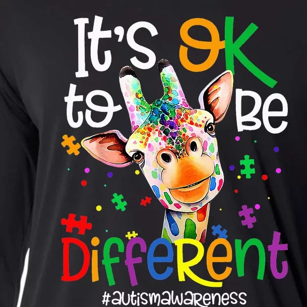 giraffe its okay to be different ASD Awareness Cooling Performance Long Sleeve Crew