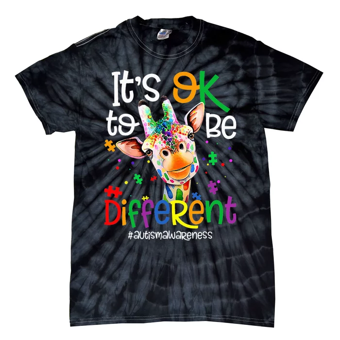 giraffe its okay to be different ASD Awareness Tie-Dye T-Shirt