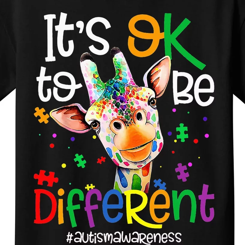 giraffe its okay to be different ASD Awareness Kids T-Shirt