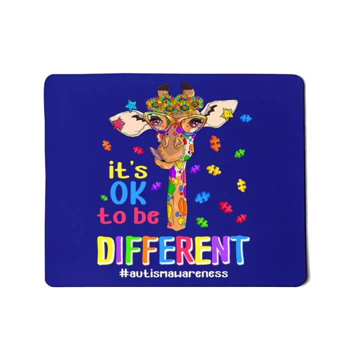 Giraffe Its Ok To Be Different Autism Awareness Acceptance Gift Mousepad