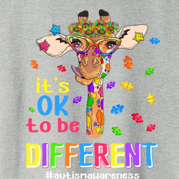 Giraffe Its Ok To Be Different Autism Awareness Acceptance Gift Women's Crop Top Tee