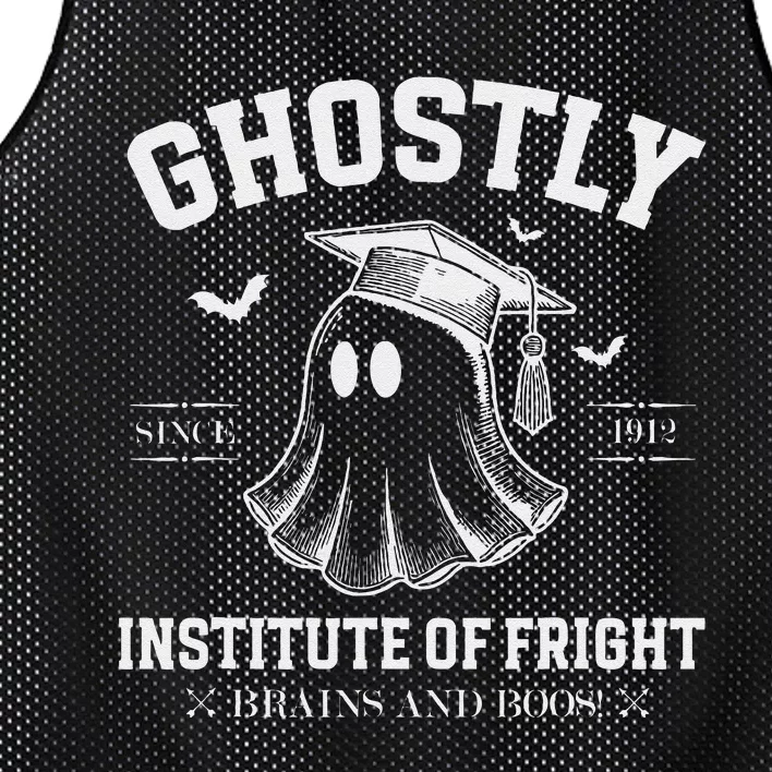 Ghostly Institute Of Fright Brains And Boos Halloween Mesh Reversible Basketball Jersey Tank