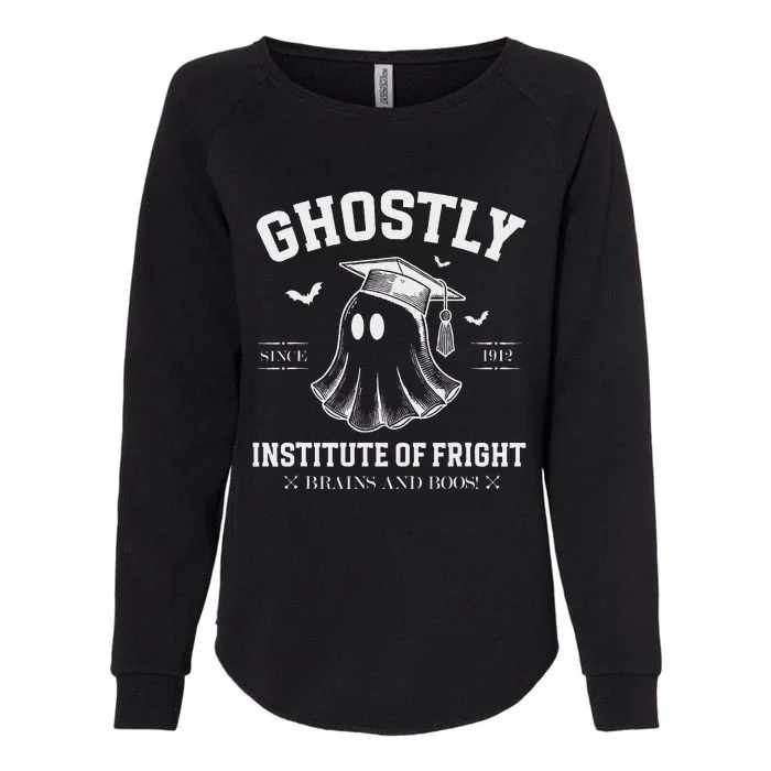 Ghostly Institute Of Fright Brains And Boos Halloween Womens California Wash Sweatshirt