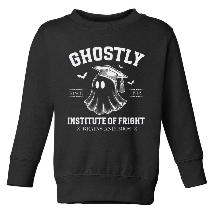 Ghostly Institute Of Fright Brains And Boos Halloween Toddler Sweatshirt