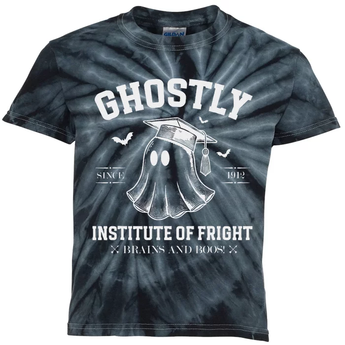 Ghostly Institute Of Fright Brains And Boos Halloween Kids Tie-Dye T-Shirt