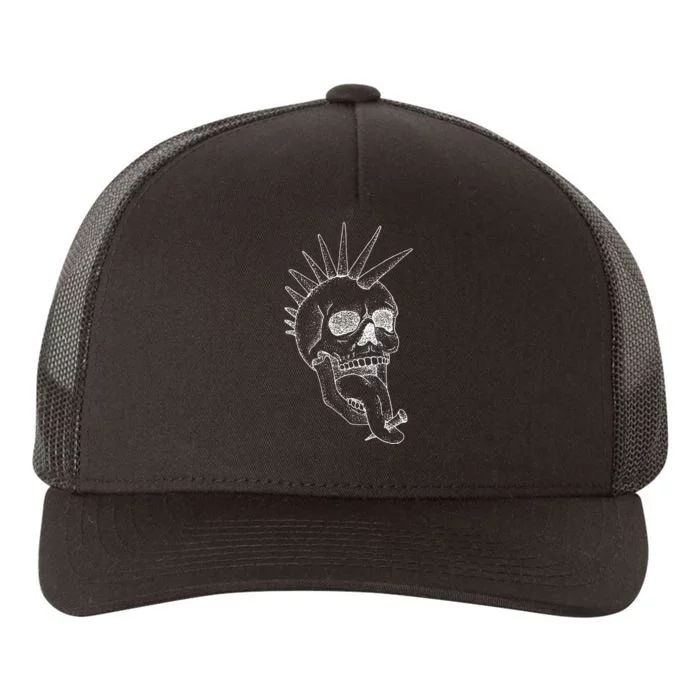 Grunge Indie Punk Rock Skull With Mohawk Yupoong Adult 5-Panel Trucker Hat