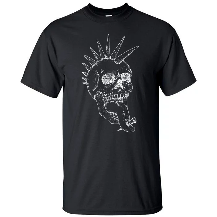 Grunge Indie Punk Rock Skull With Mohawk Tall T-Shirt