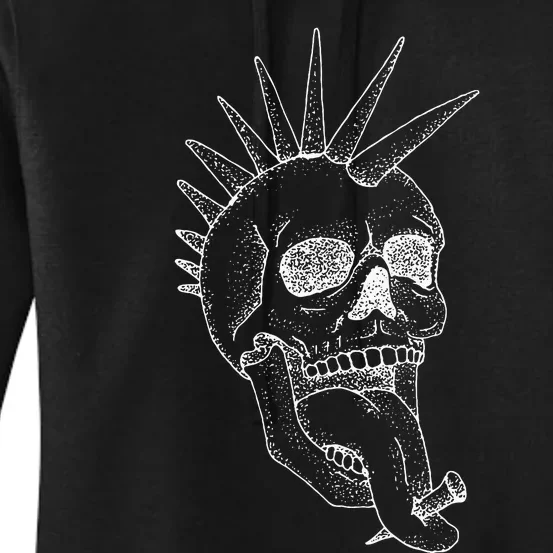 Grunge Indie Punk Rock Skull With Mohawk Women's Pullover Hoodie