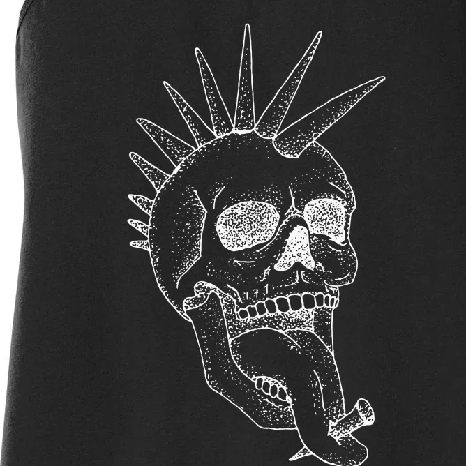 Grunge Indie Punk Rock Skull With Mohawk Women's Racerback Tank