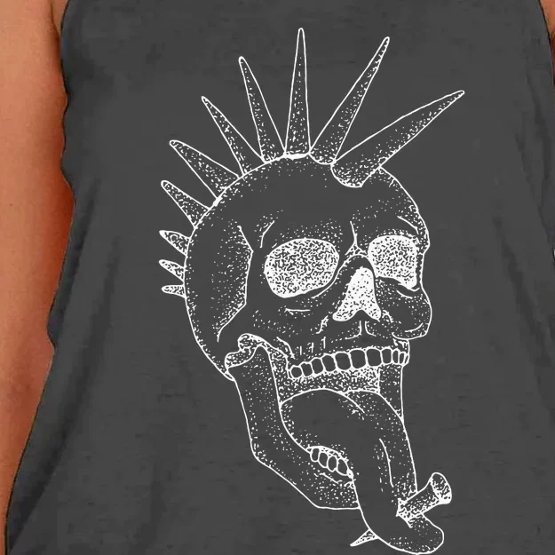 Grunge Indie Punk Rock Skull With Mohawk Women's Knotted Racerback Tank