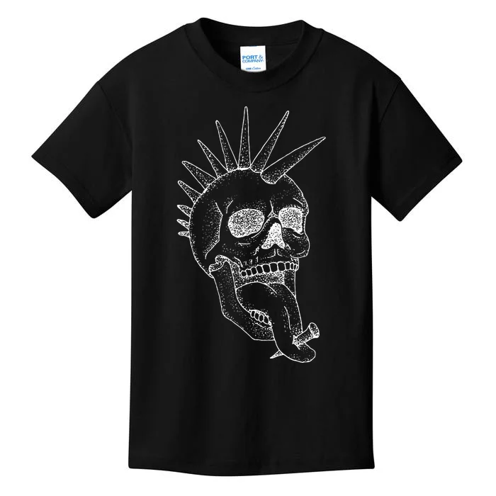 Grunge Indie Punk Rock Skull With Mohawk Kids T-Shirt