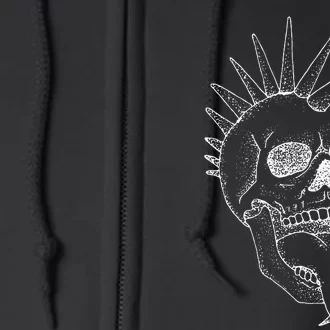 Grunge Indie Punk Rock Skull With Mohawk Full Zip Hoodie