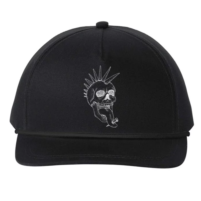 Grunge Indie Punk Rock Skull With Mohawk Snapback Five-Panel Rope Hat