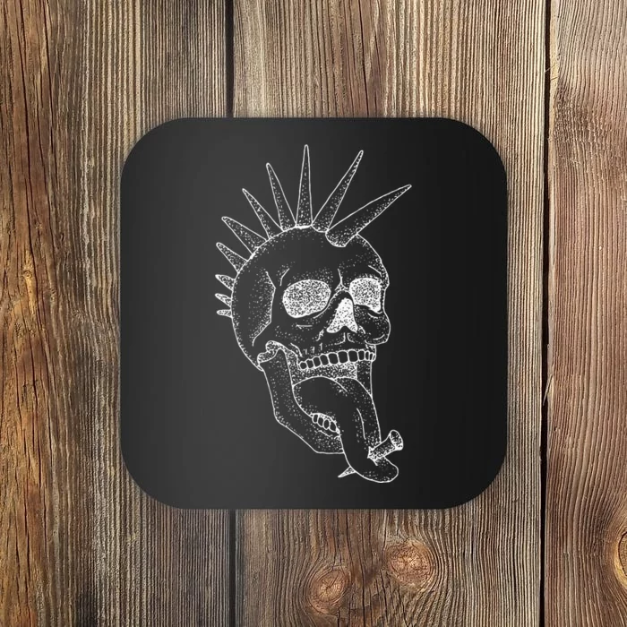 Grunge Indie Punk Rock Skull With Mohawk Coaster