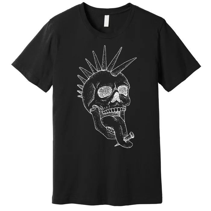 Grunge Indie Punk Rock Skull With Mohawk Premium T-Shirt