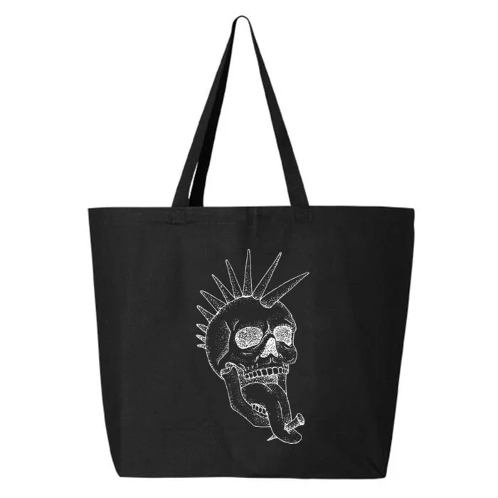 Grunge Indie Punk Rock Skull With Mohawk 25L Jumbo Tote