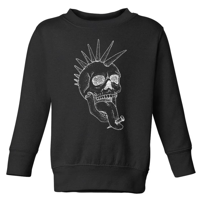 Grunge Indie Punk Rock Skull With Mohawk Toddler Sweatshirt