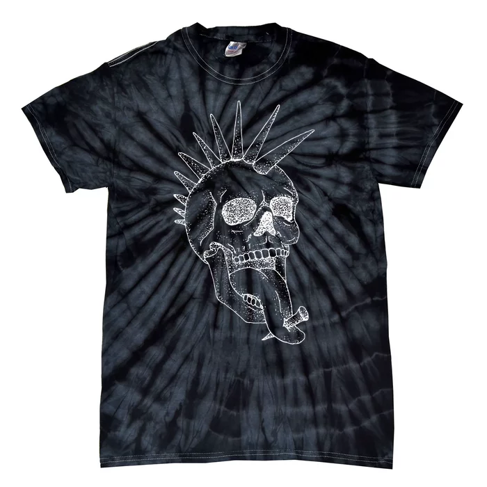 Grunge Indie Punk Rock Skull With Mohawk Tie-Dye T-Shirt