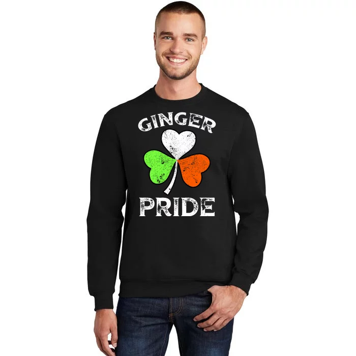 Ginger Irish Pride Shamrock Ireland Flag Happy Patricks Day Tall Sweatshirt