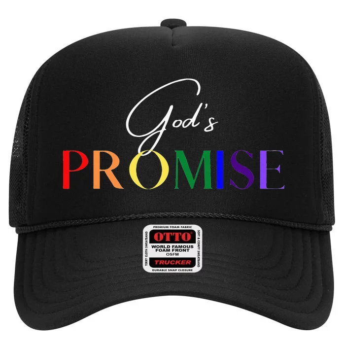 God Is Promise The Rainbow High Crown Mesh Trucker Hat