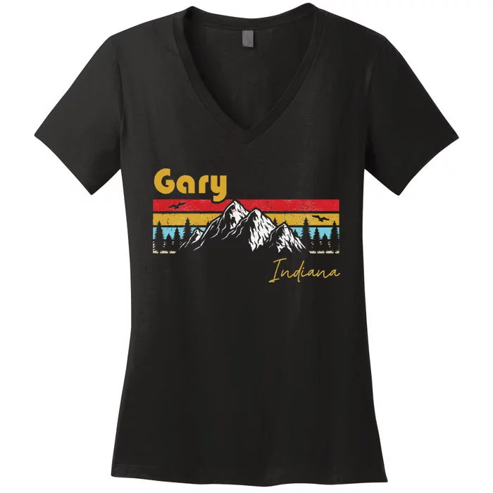 Gary Indiana Roots Hometown Vintage Home State Pride Women's V-Neck T-Shirt