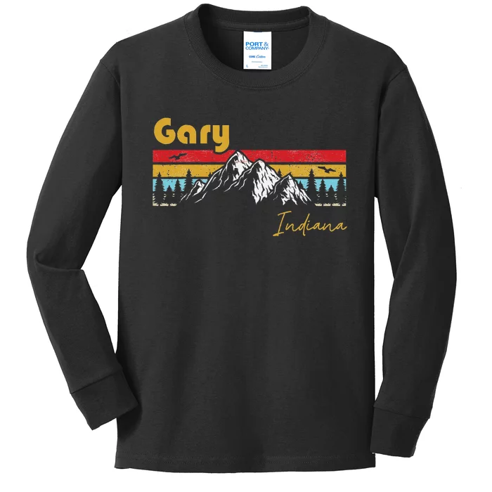 Gary Indiana Roots Hometown Vintage Home State Pride Kids Long Sleeve Shirt