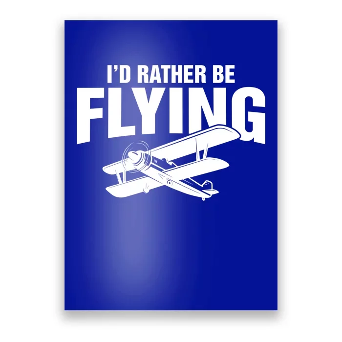 Grandpa Id Rather Be Flying Funny Vintage Airplane Pilot Gift Poster