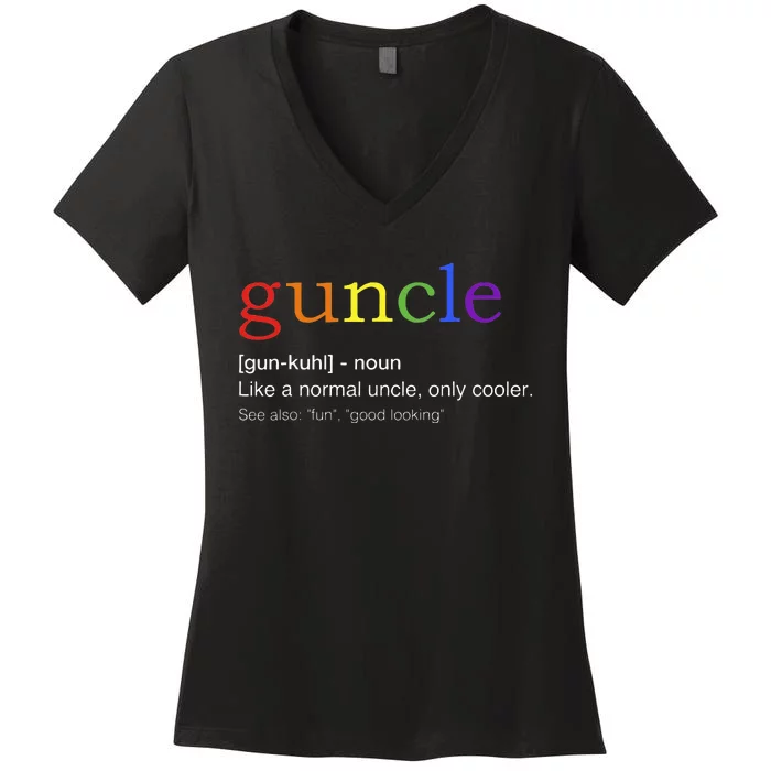 Guncle In Rainbow Flag Colors For Gay Uncle Women's V-Neck T-Shirt