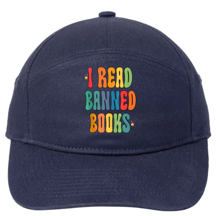 Groovy I Read Banned Books Librarian Reader Bookworm 7-Panel Snapback Hat