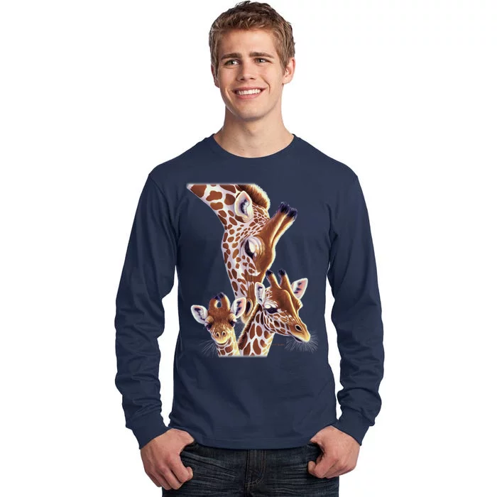 Giraffe Family A Nudge From Mom Tall Long Sleeve T-Shirt