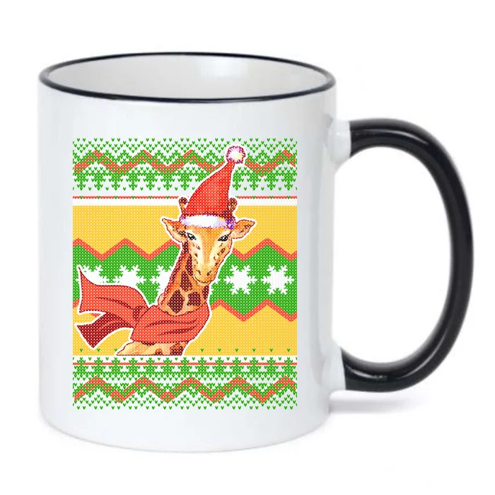 Giraffe Ugly Christmas Black Color Changing Mug