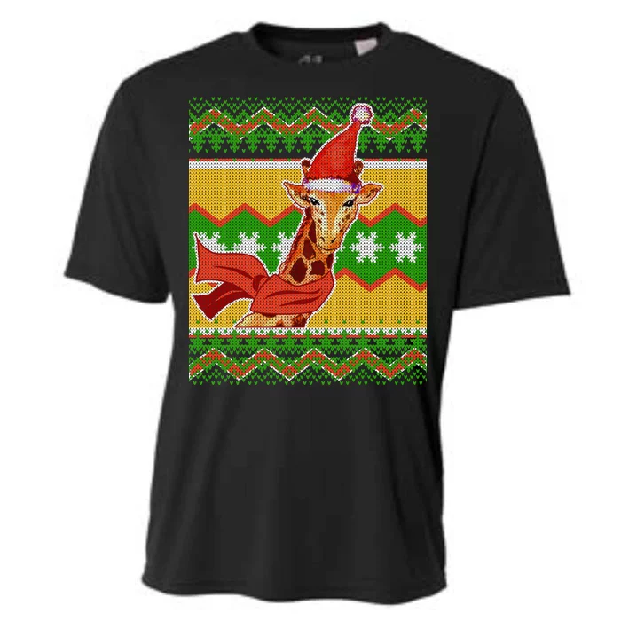 Giraffe Ugly Christmas Cooling Performance Crew T-Shirt