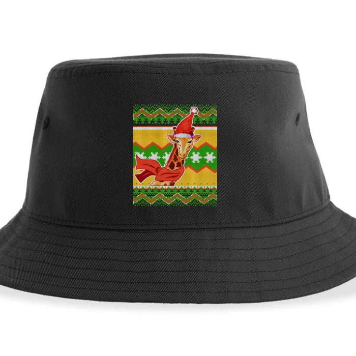 Giraffe Ugly Christmas Sustainable Bucket Hat