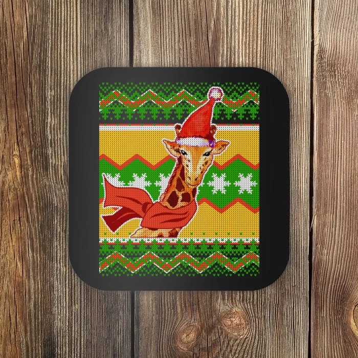 Giraffe Ugly Christmas Coaster