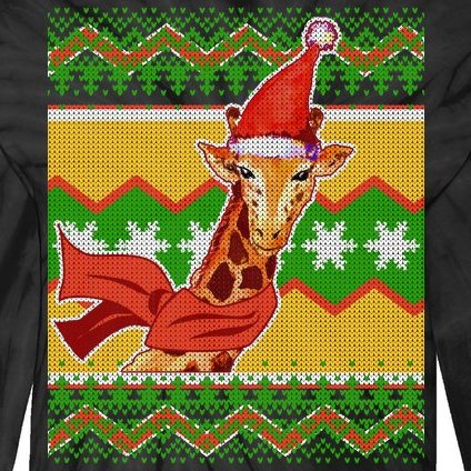 Giraffe Ugly Christmas Tie-Dye Long Sleeve Shirt