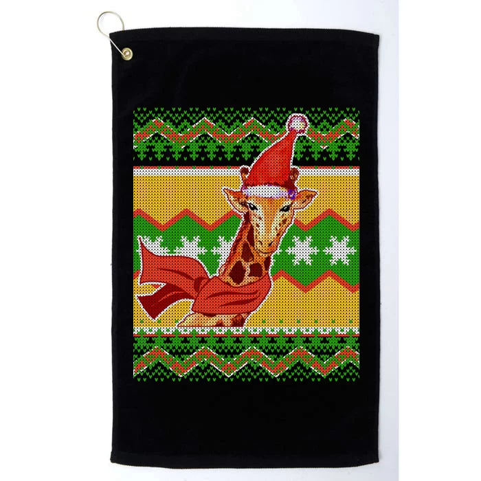 Giraffe Ugly Christmas Platinum Collection Golf Towel