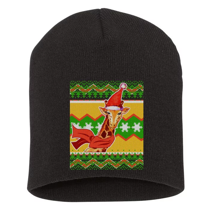 Giraffe Ugly Christmas Short Acrylic Beanie