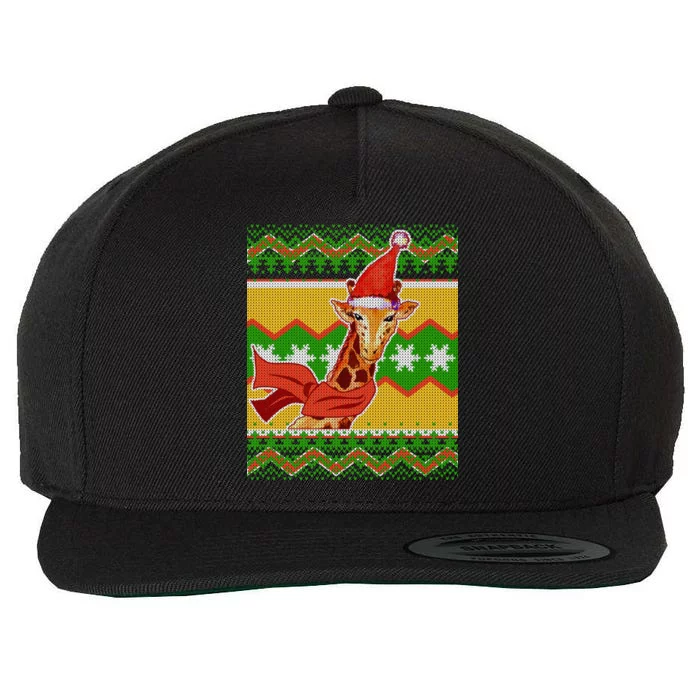 Giraffe Ugly Christmas Wool Snapback Cap