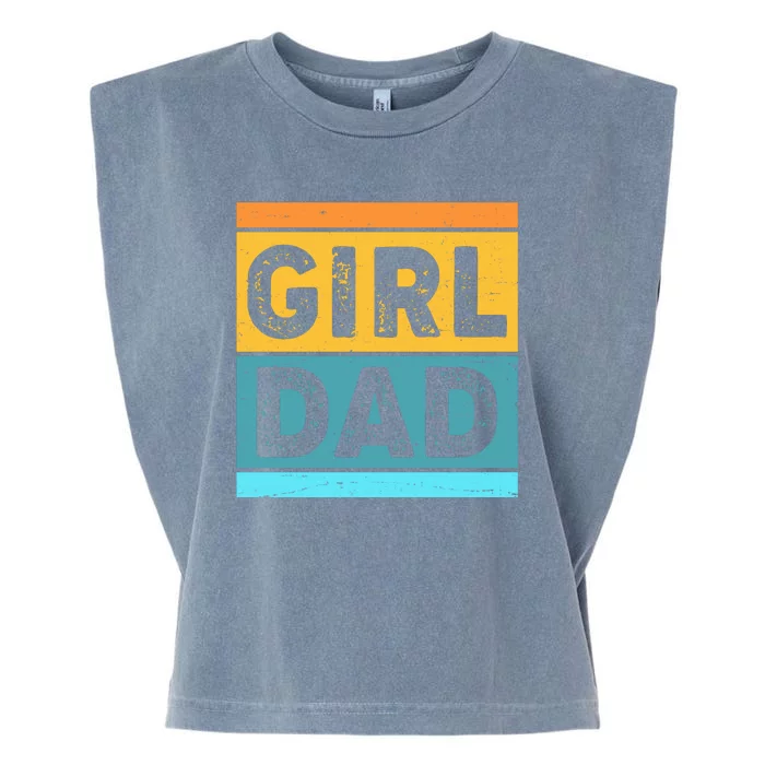 Girl Dad Distressed Color Block Garment-Dyed Women's Muscle Tee